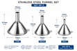 3 Piece Stainless Steel Funnel Set with Cleaning Brush - 2