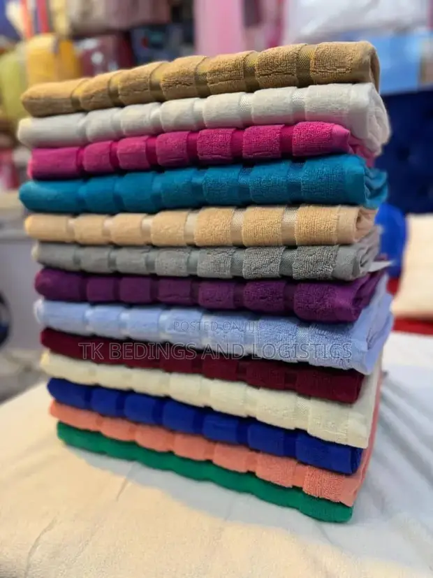 Six Line Colored Cotton Bath Towels - 1