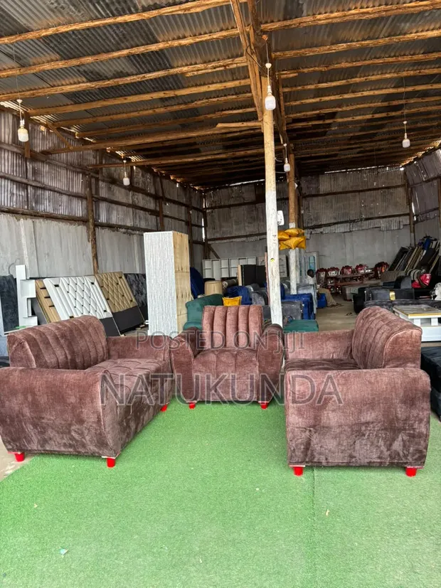 Brand New Brown Five Seater Sofa Set - 1