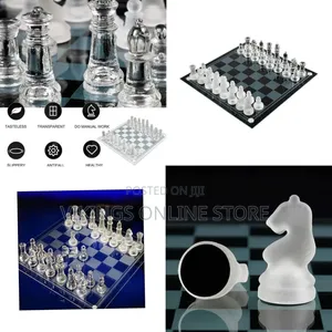 Frosted Glass Chess Set with Transparent Pieces