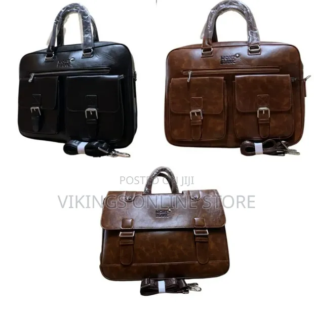 Men's Genuine Leather Crossbody Bag - Vintage Briefcase Style - 1