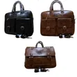 Men's Genuine Leather Crossbody Bag - Vintage Briefcase Style - 1