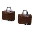 Men's Genuine Leather Crossbody Bag - Vintage Briefcase Style - 2