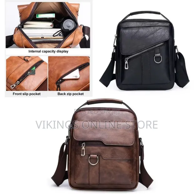 Men's Waterproof PU Leather Crossbody Messenger Bag - 1