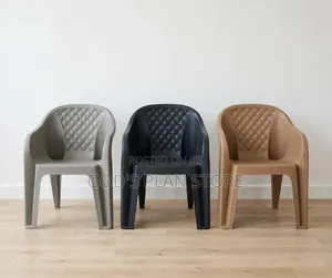 Beige Black Plastic Chairs for Garden & Bars