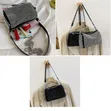 Women's Studded Crystal Shoulder Bag - Silver Clutch Purse with Rivets - 1