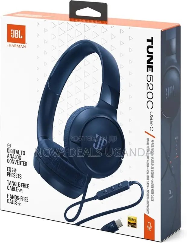 JBL Tune 520C USB-C Wired Headphones - Red - 1