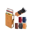 Mini Double Box Metal Wallet - Vintage Leather Card Holder - 2