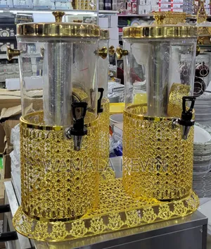 Commercial Dual Beverage Dispenser with Gold Bases