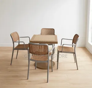 4 Seater Rattan-Style Outdoor Dining Set