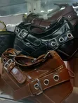 Women's Leather Handbag with Multiple Pockets - 2