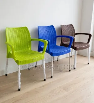 Colorful Rattan-Style Plastic Armchairs