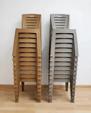 Gold Rattan-Style Plastic Chairs (Set of 4)