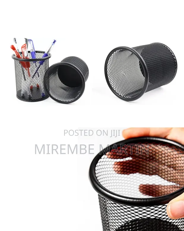 2-Pack Metal Mesh Round Pen Holder - Black - 1
