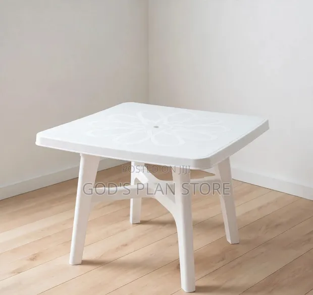Plastic Balcony Table for 4 People - White Square - 1