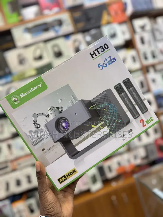 Smartbarry HT30 HDR Smart Projector with Dual Wireless Microphones - 1