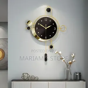 Modern Luxury Black and Gold Metal Wall Clock