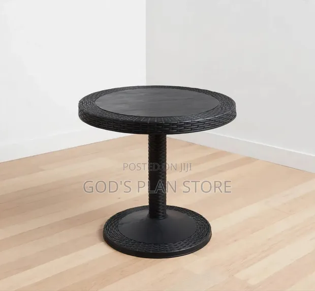 Round Black Rattan Plastic Table - 1