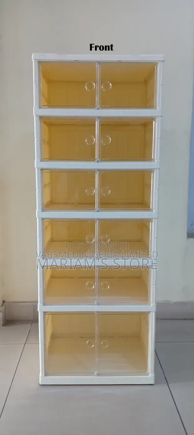 9-Tier White Plastic Shoe Rack with Foldable Compartments - 1
