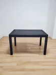 Rectangular Black Rattan Plastic Table - Seats 6 for Cafe - 1