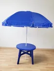 Outdoor Blue Business Table and Umbrella - 1