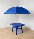 Outdoor Blue Business Table and Umbrella - 2