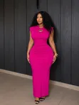 Women's Dress with Keyhole Neckline - 2