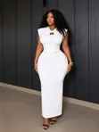 Women's Dress with Keyhole Neckline - 3