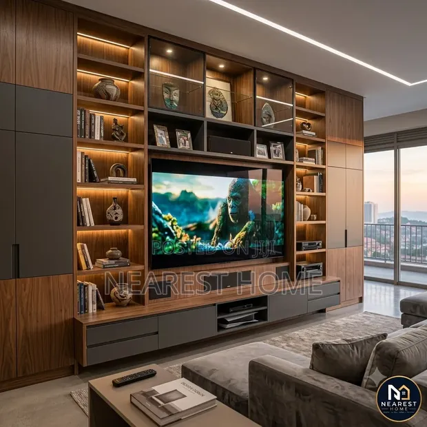 Custom Media Storage Feature Wall by Nearest Home - 1