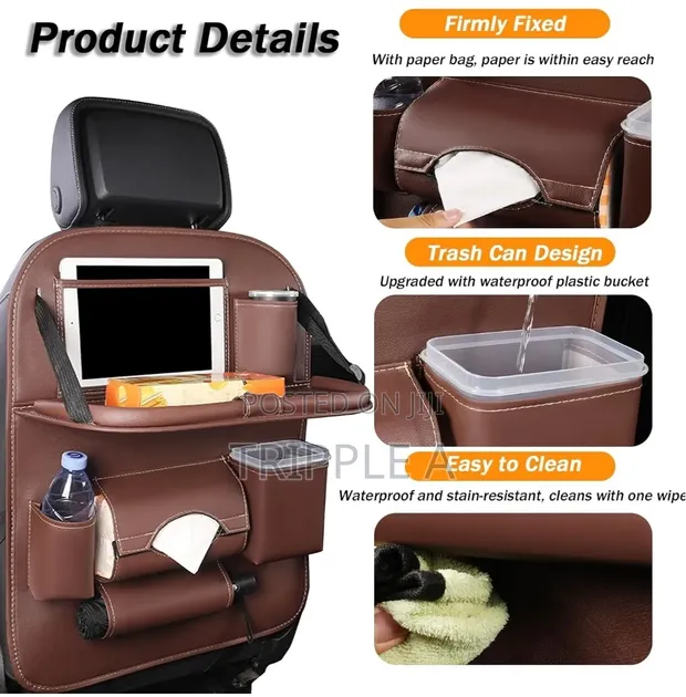 Faux Leather Car Backseat Multi-Pocket Organizer - 1