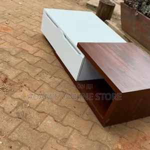 Brown and White Center Table