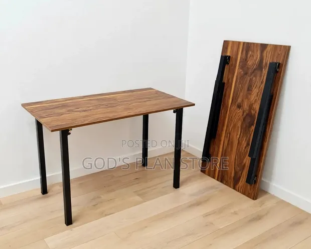 Wooden Foldable Dining Table with Metal Legs - 1