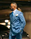 Luxury Royal Blue Double-Breasted Pinstripe Suit | Bespoke Men's - 4