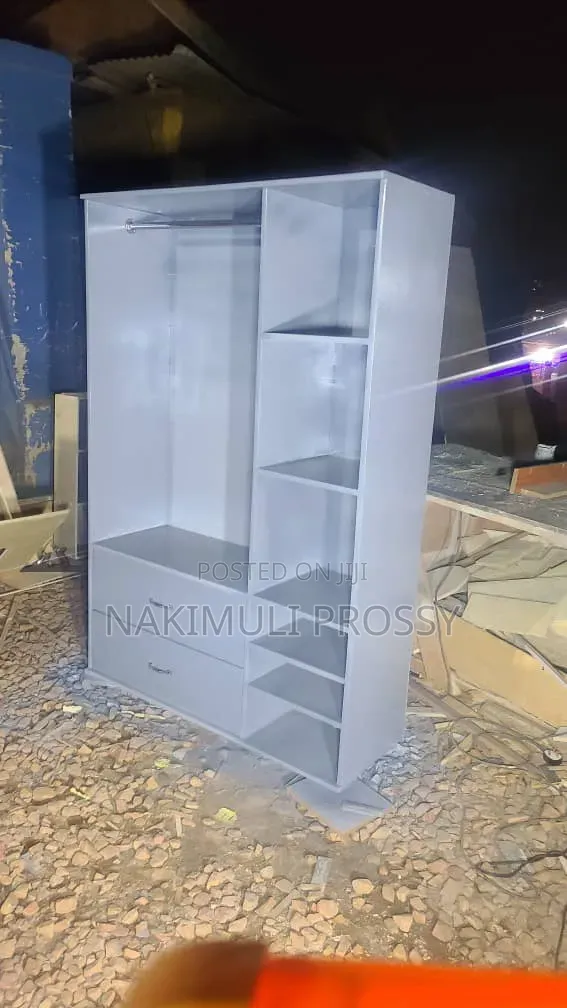 Gray Open Wardrobe with Hanging Rail - 1