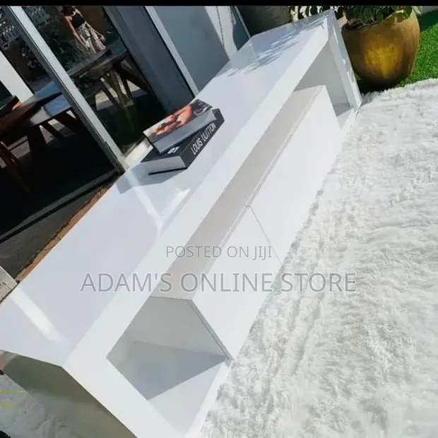 White TV Stand Unit for TVs up to 100 inches - 1