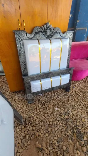 3x6 White Leather Bed Frame