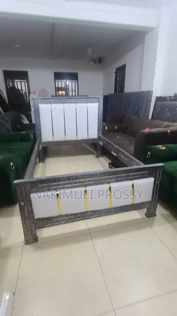 4x6 White and Gray Bed Frame with Stickers - 1