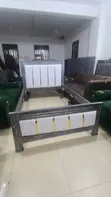 4x6 White and Gray Bed Frame with Stickers - 1