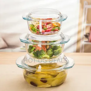 3pc Glass Serving Dish Set with Lids