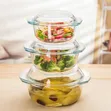 3pc Glass Serving Dish Set with Lids - 1