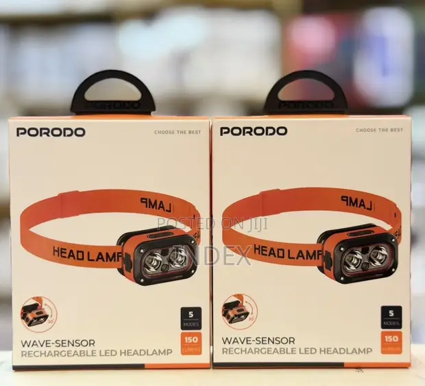 Porodo Wave Sensor Rechargeable LED Headlamp, 5 Lighting Modes - 1