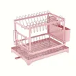 2-Tier Dish Drying Rack with Metal Frame and Drainage Tray - 2