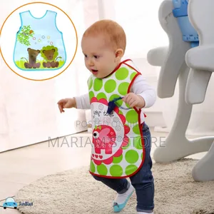 Sleeveless Waterproof Baby Bib with Rocket Graphic