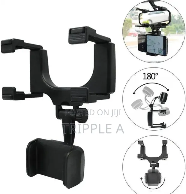 360 Universal Rotatable Car Rearview Mirror Phone Holder - 1