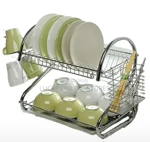 2-Layer Stainless Steel Dish Rack with Draining Tray