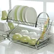 2-Layer Stainless Steel Dish Rack with Draining Tray - 2