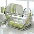 2-Layer Stainless Steel Dish Rack with Draining Tray - 3
