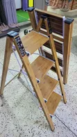 4-Step Foldable Aluminum Step Ladder with Woodgrain Finish - 1