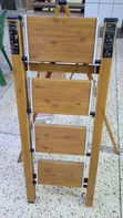 4-Step Foldable Aluminum Step Ladder with Woodgrain Finish - 2