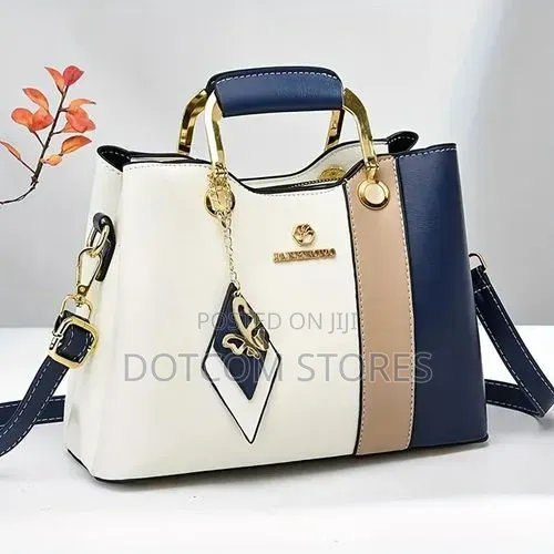 Women's Contrast Color Tote Bag with Crossbody Strap - 1